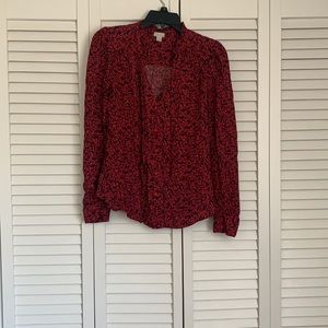 Hinge Print Button Down Blouse